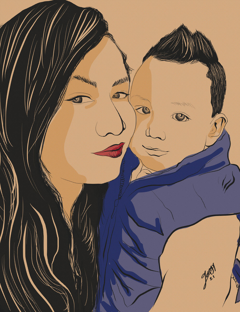 Retrato de Alejandra y su hijo, 2021