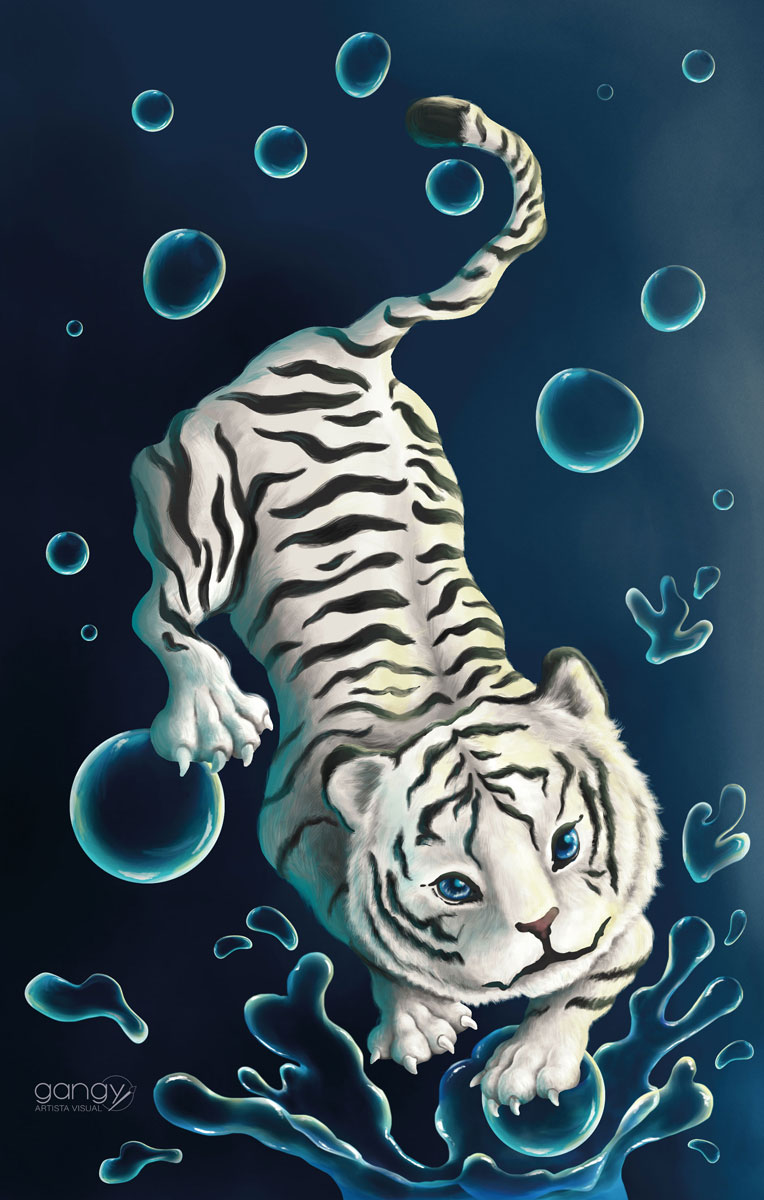 Destalle ilustración tigre de agua